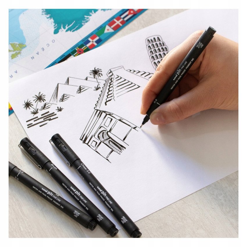 Cienkopis Kreślarski Uni Pin-200 5szt. Lettering