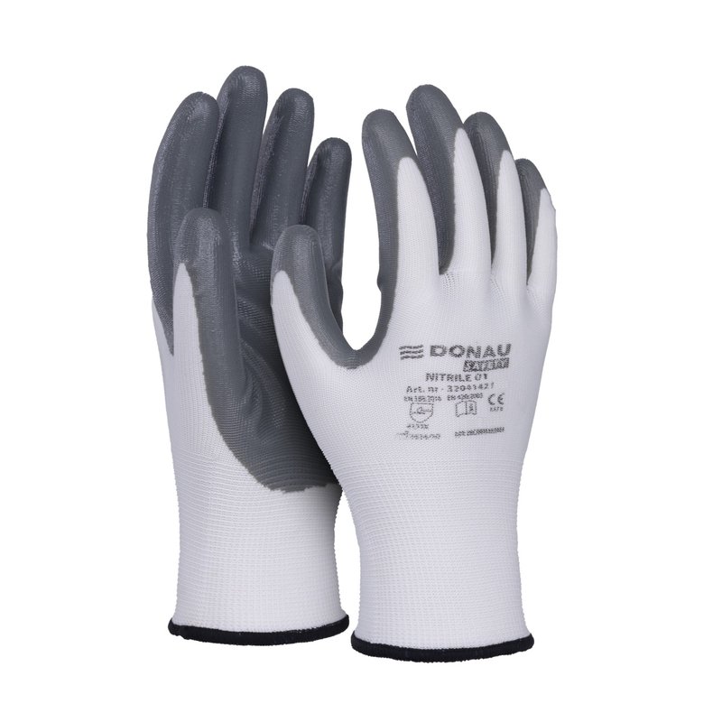 Rękawice Donau Safety Nitrile 01 Kat. II Rozm. 10 Szare /DONAU SAFETY
