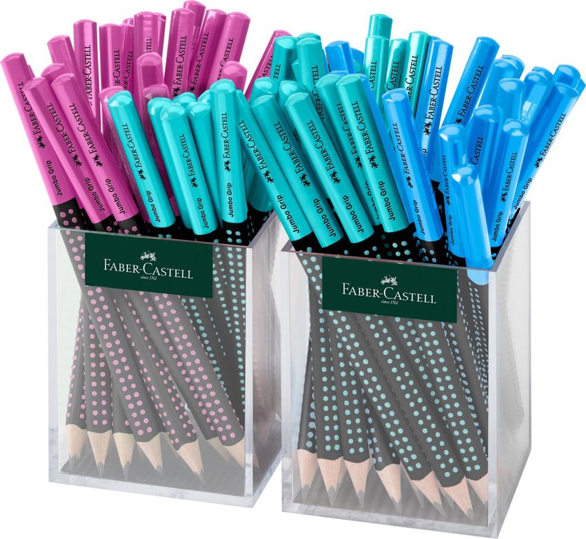Ołówek Jumbo Grip Two Tone 3 X 24 Szt.(Różowy, Turkusowy, Niebieski) Display Faber-Castell