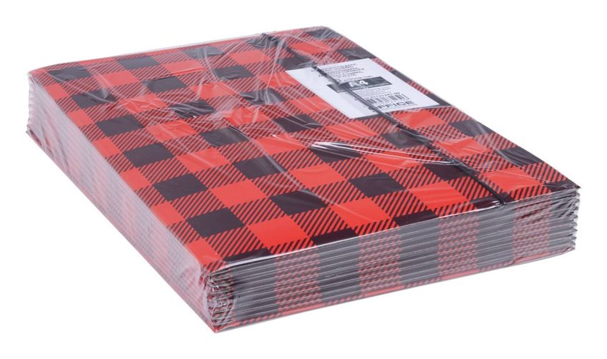 Teczka z gumką OFFICE PRODUCTS karton/lakier A4 320gsm 3-skrz., mix kolorów w kratę