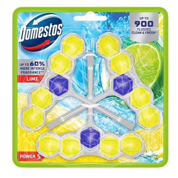 Domestos Power 5 Kostka WC 3x55g Zawieszka Lime