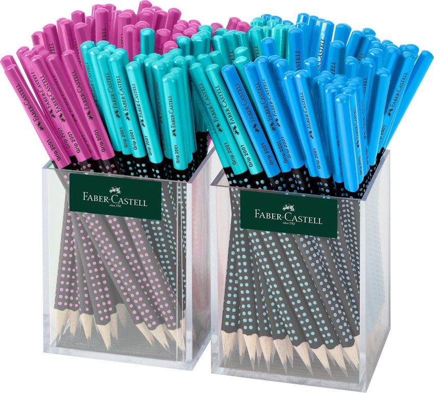 Ołówek Grip 2001 Two Tone 3 X 48 Szt. (Różowy, Turkusowy, Niebieski) Display Faber-Castell