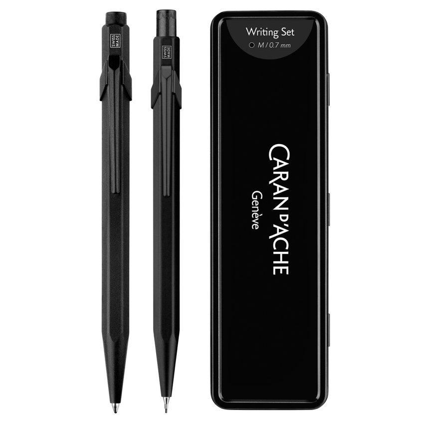 Zestaw długopis 849 i ołówek 844 CARAN D'ACHE Black Code w etui czarny
