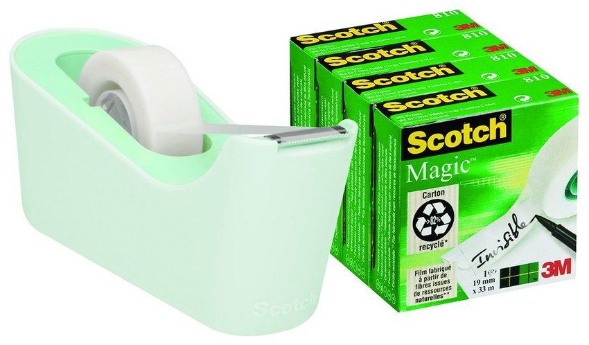 Taśma Biurowa Scotch Magic (C18-4M) Matowa 19Mm 33M 4Szt. Podajnik C-18 Gratis