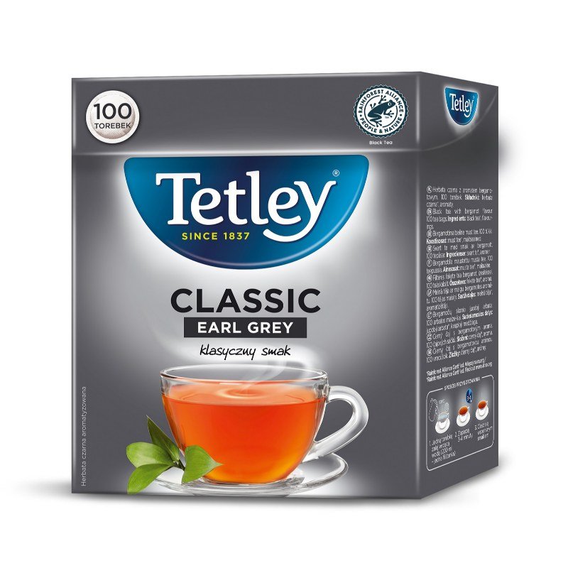 Herbata Tetley Classic Earl Grey 100 Torebek Po 15g.