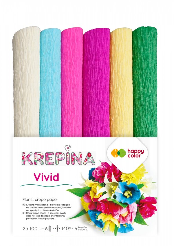Bibuła Krepina Mini 6kol 250x1000mm Vivid /Happy Color