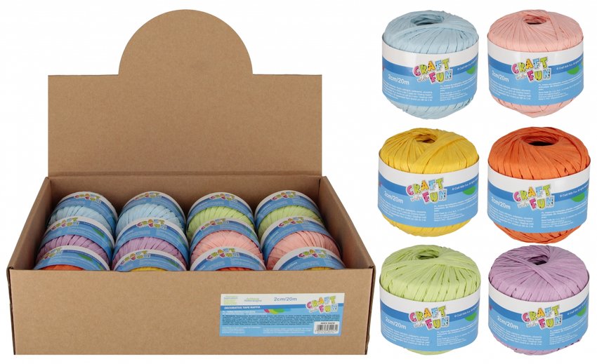 Rafia dekoracyjna 20m Szpula Mix Pastel /Craft With Fun