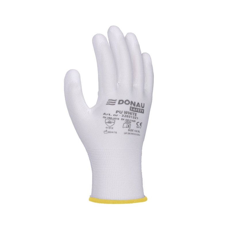 Rękawice Donau Safety Pu White Kat. II Rozm. 8 Białe /DONAU SAFETY