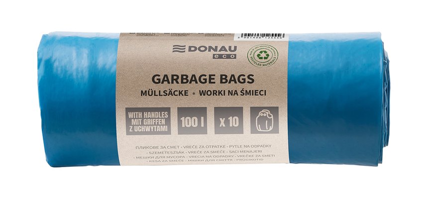 Worki na śmieci DONAU ECO z uchwytami Knoties 100l 10 szt., niebieskie