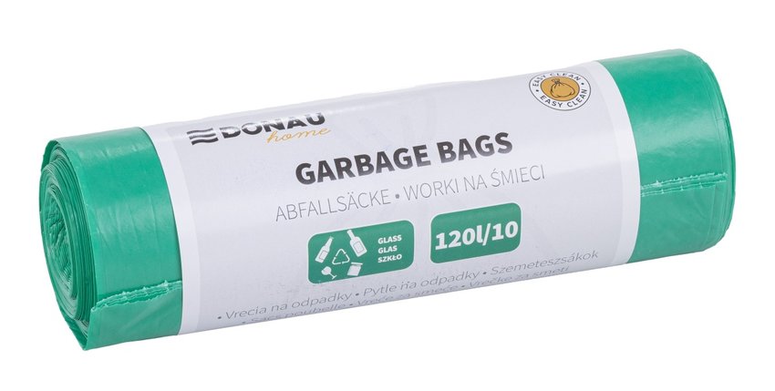 Worki na śmieci DONAU HOME do segregacji szkło (LDPE), 120l 10 szt., zielone