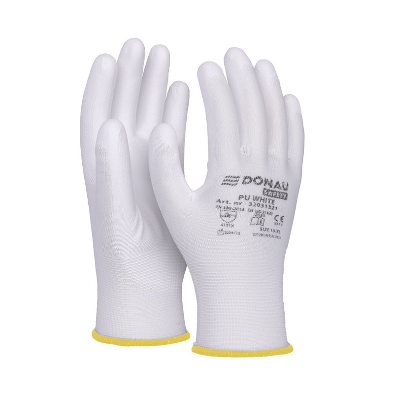 Rękawice Donau Safety Pu White Kat. II Rozm. 8 Białe /DONAU SAFETY