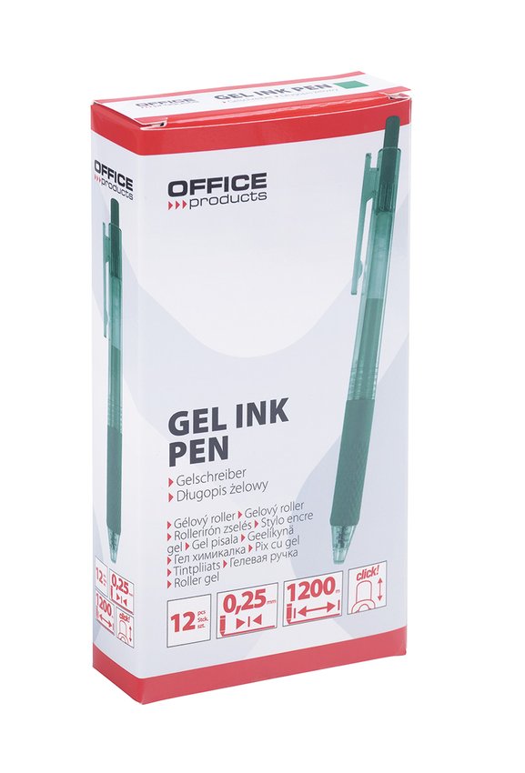 Długopis automatyczny żelowy OFFICE PRODUCTS  gr. linii 025mm dł. linii 1200m zielony