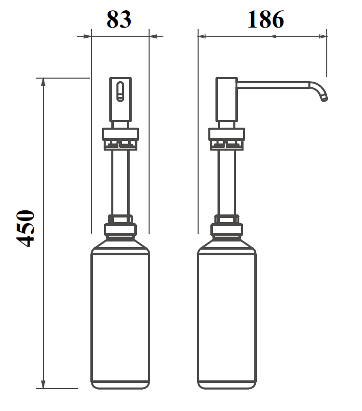 DISH39 Dozownik do mydła nablatowy krótki 1 l