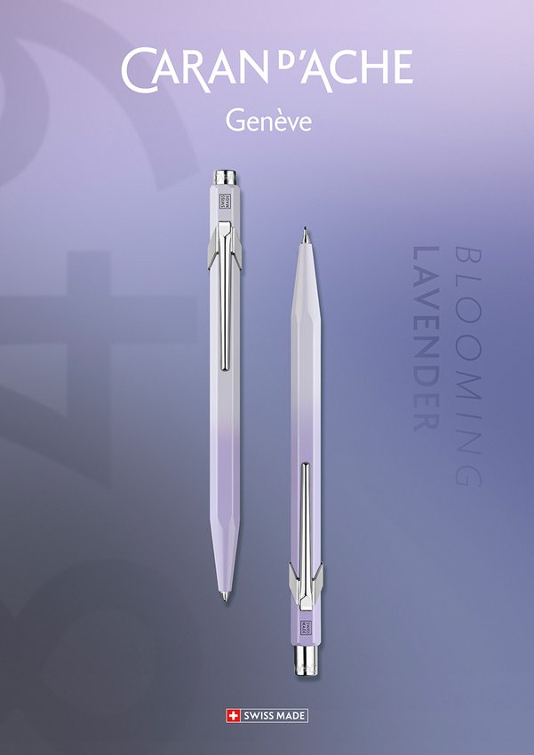 Zestaw długopis 849 + ołówek 844 Caran d’Ache Blooming Lavender w etui liliowo-szary