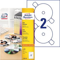 Etykiety Na Płyty CD/DVD SuperSize Avery Śr.117 20/A4 A'2 Białe No.L7860-20