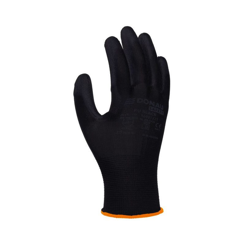 Rękawice Donau Safety Pu Black Kat. II Rozm. 7 Czarne /DONAU SAFETY