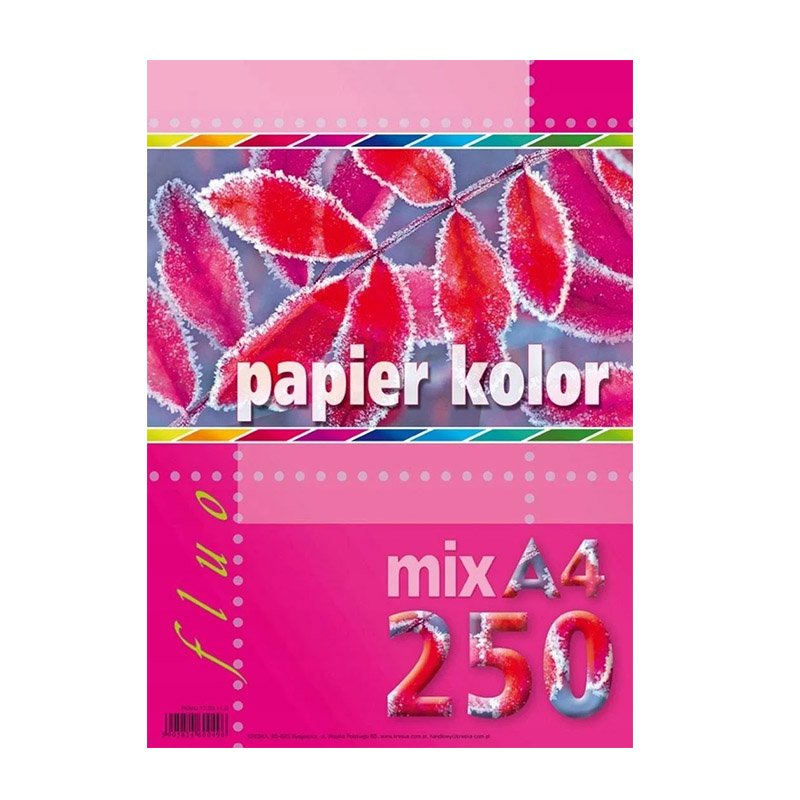Papier Xero A4 A'250 80g Mix Kolorów Fluo /Kreska
