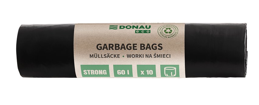 Worki na śmieci DONAU ECO mocne (LDPE), 60l 10 szt., czarne