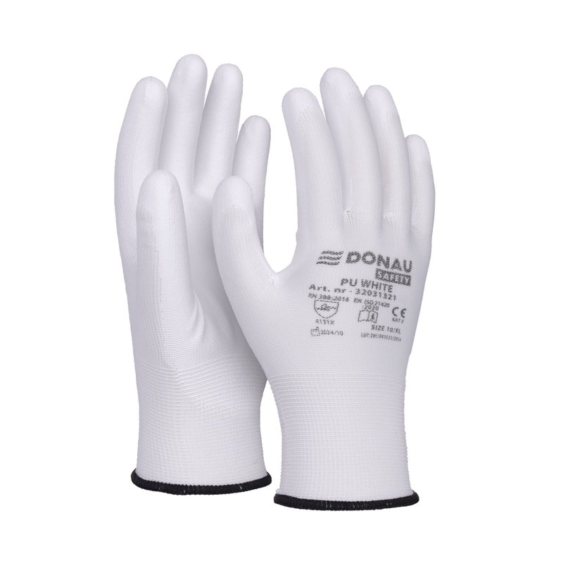 Rękawice Donau Safety Pu White Kat. II Rozm. 10 Białe /DONAU SAFETY