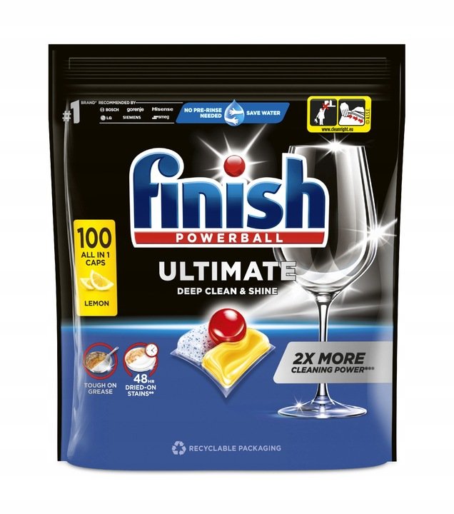 Kapsułki do Zmywarki Finish Power Ultimate All In One A'100 Lemon