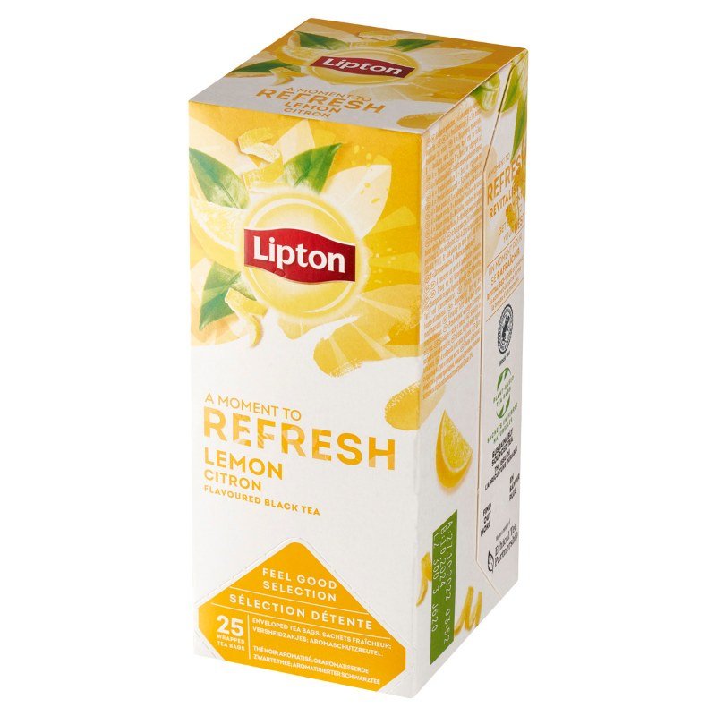 Herbata Lipton Refresh Czarna Cytrynowa 25 Torebek