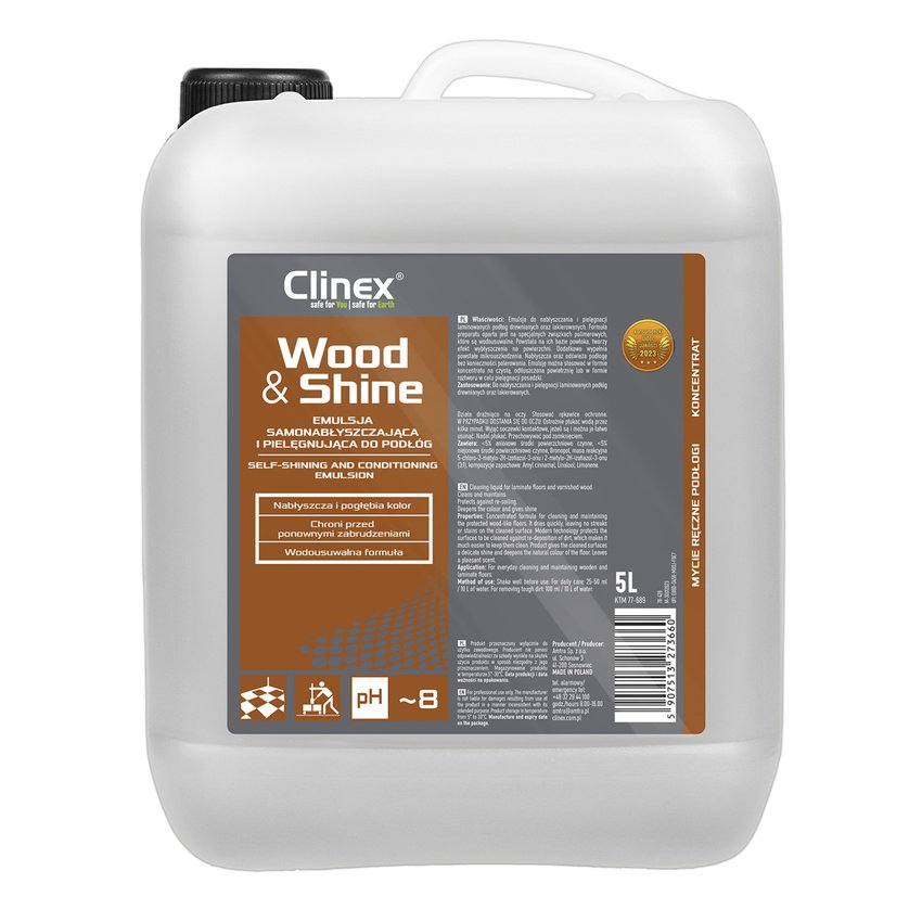 Emulsja CLINEX Wood&Shine samonabłyszczająca i pielęgnująca podłogi 5l