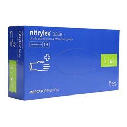 Rękawice Nitrylowe Bezpudrowe Niebieskie S 100szt. /Mercator
