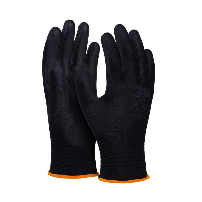 Rękawice Donau Safety Pu Black Kat. II Rozm. 7 Czarne /DONAU SAFETY
