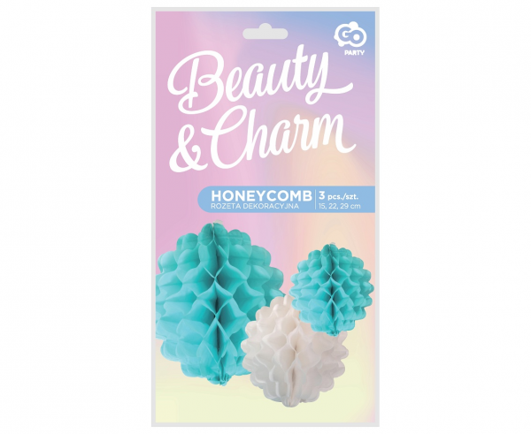 Rozeta dekoracyjna PB&C 3 kule, niebieski miks (15 cm, 22 cm, 29 cm)  /GoDan