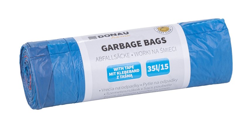 Worki na śmieci DONAU HOME z taśmą (LDHD), 35l 15 szt., niebieskie