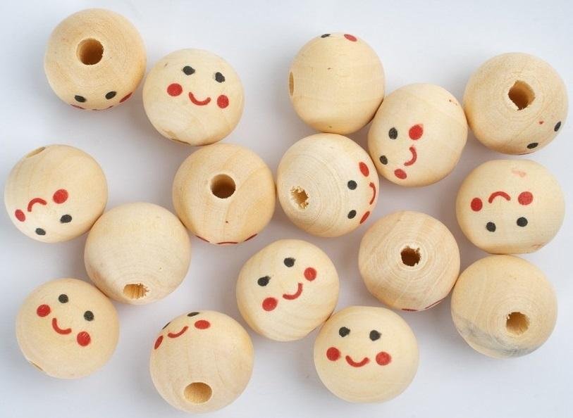 Koraliki Drewniane Kulki 20mm 16szt. Buźki / DpCraft