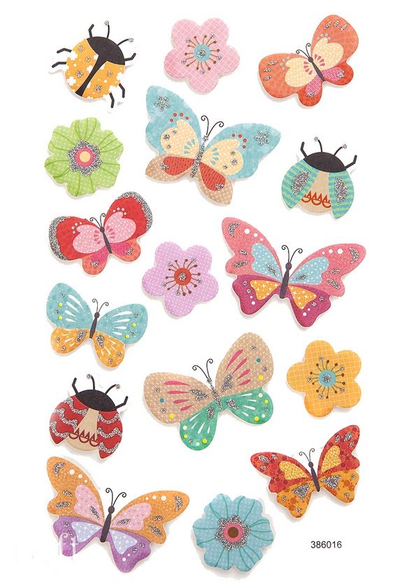 Naklejki z Pianki Motylki 16szt. Brokat / DpCraft