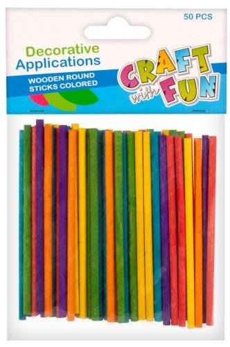 Patyczki drewniane dekoracyjne okrągłe kolorowe  /Craft With Fun 402526
