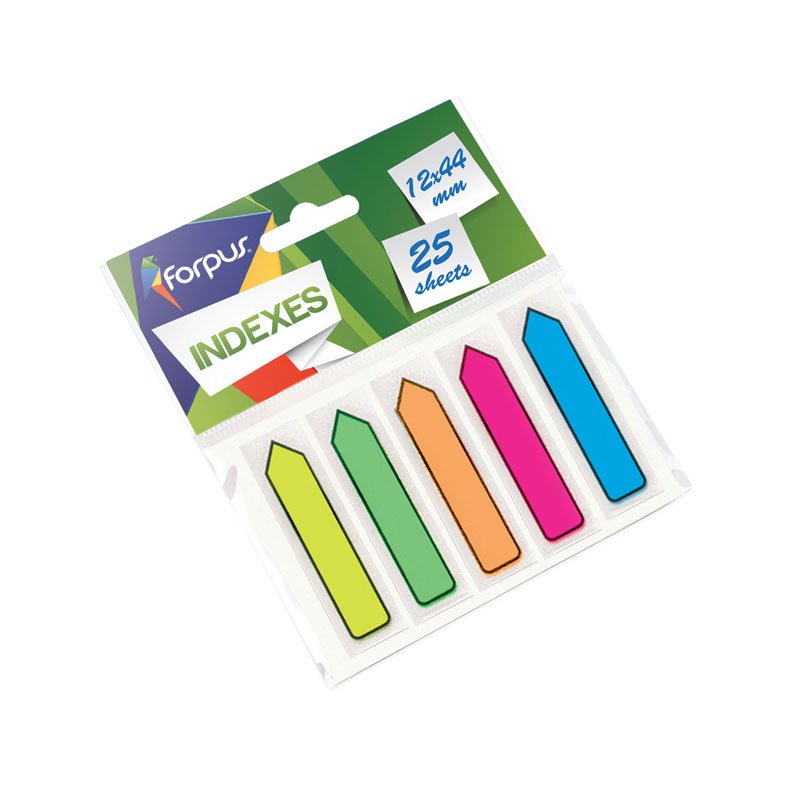 Zakładki Indeksujące PP 12x44 Strzałka na Białym Tle A'25 5Kol Neon /Forpus