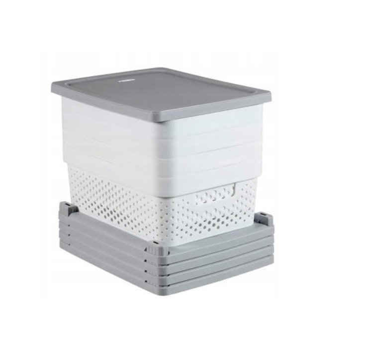 Regał Infinity 4x10l Szufladami Szary/Biały Ażurowy KD  / Curver 239845
