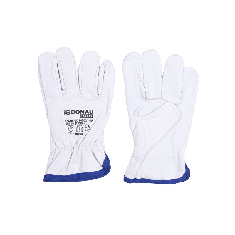 Rękawice Robocze Donau Safety Skóra Kozia Rozm. 9/L Białe /DONAU SAFETY