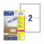 Etykiety Kryjące Samoprzylepne Avery 199.6x143.5 2/A4 A'100 Białe No.L7168-100
