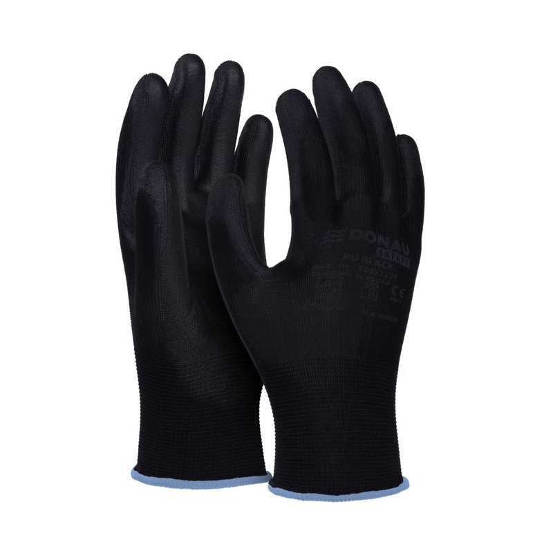 Rękawice Donau Safety Pu Black Kat. II Rozm. 9 Czarne /DONAU SAFETY