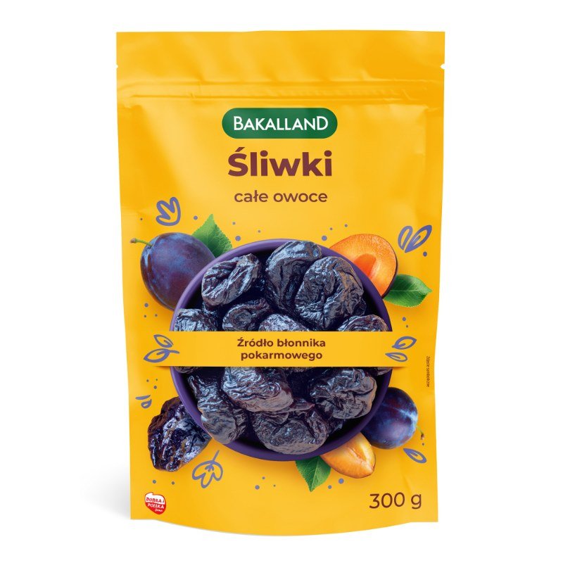 Śliwki Suszone Całe Owoce Bakalland 300G