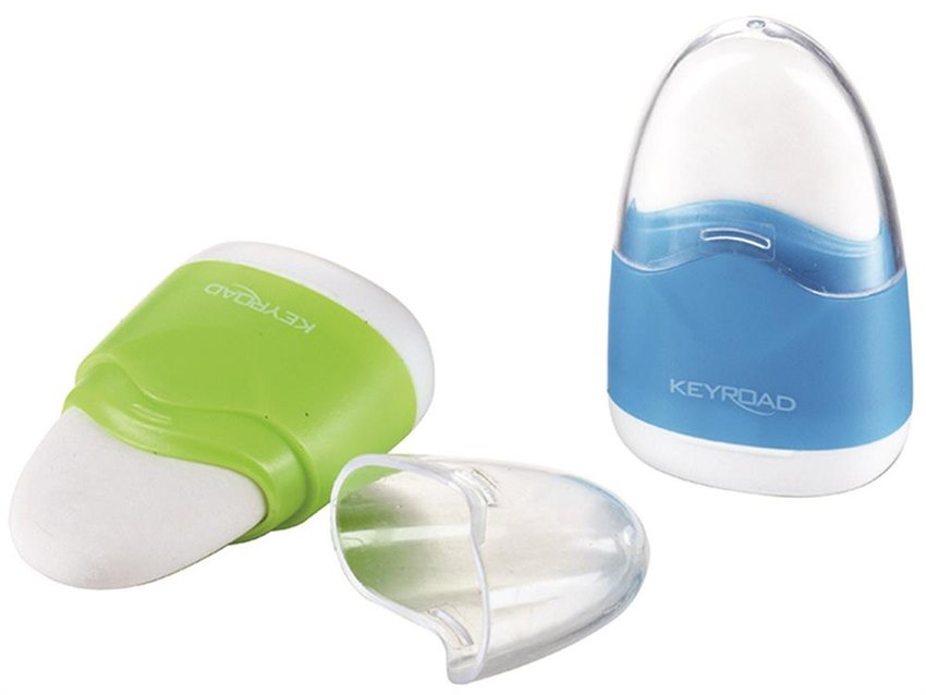 Temperówka Keyroad Navy Plastikowa Pojedyńcza Z Gumką Pakowane Na Displayu Mix Kolorów
