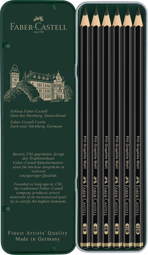 Ołówek Artystyczny Pitt Graphite Matt 6 Szt. Opakowanie Metalowe Faber-Castell