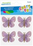 Kryształki Samoprzylepne Motyl Różowy 4szt. /Craft With Fun