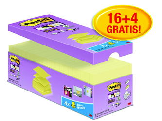 Bloczek Samoprzylepny Post-It Super Sticky Z-Notes (R330-Sscy-Vp20) 76X76Mm 16X90 Kart. Zółty 4 Bloczki Gratis