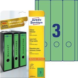 Etykiety do segregatora Avery 61x297  3/A4 A'20 Zielone No.L4754-20