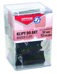 Klipy Do Dokumentów Office Products 32mm 12Szt. W Pudełku Czarne