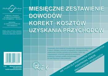 Miesięczne Zestawienie Dowodów Korekt Kosztów Uzysk. Przych. A5 Offset K26 /MiP