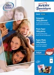 Papier Fotograficzny Powlekany 180g 100szt. Avery 210x297 Biały Błyszczący No.2496