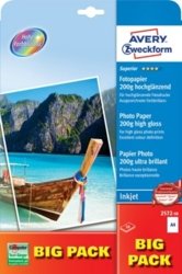 Papier Fotograficzny Powlekany 200g 50szt. Avery 210x297 Biały Wysokobłyszczący No.2572-50