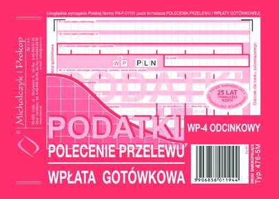 Polecenie Przel. Podatki A6 (4-odc.) 476-5M /MiP