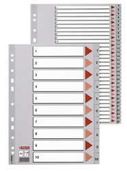 Przekładki PP A4 Numeryczne 1-10 Szara /Esselte 100105